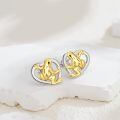 wholesale 925 Sterling Silver Frog Heart Stud Earrings Two Tone Gold Plated-0-3
