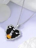 wholesale 925 Sterling Silver Halloween Cat Pumpkin Pendant Necklace for Women-0-2