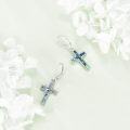 wholesale 925 Sterling Silver Hummingbird Cross Earrings with Abalone Shell Inlay Dangle Drop Leverback Religious Jewelry for Women and Men-0-2