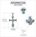 wholesale 925 Sterling Silver Blue Opal Inlay Celtic Knot Cross Pendant Necklace Religious s for Women and Men-0-4