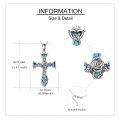 wholesale 925 Sterling Silver Blue Opal Inlay Celtic Knot Cross Pendant Necklace Religious s for Women and Men-0-4