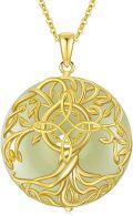 wholesale 14K Gold Sterling Silver Jade Tree of Life Necklace for Women-0-92