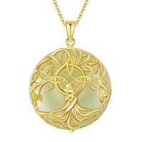 wholesale 925 Sterling Silver Tree Of Life Pendant Necklace Wholesale With Green Gemstone-Witches Knot