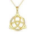 wholesale 14K Gold Triquetra Trinity Knot Pendant Necklace with Cubic Zirconia Stones for Women Irish s-0-0