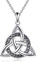 wholesale 925 Sterling Silver Black Cubic Zirconia Celtic Knot Trinity Circle Pendant Necklace-0-0