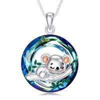 TOUPOP 925 Sterling Silver Crystal Koala Pendant Necklace Animal Jewelry Gifts-undefined