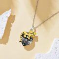 wholesale 925 Sterling Silver Yellow Gold Plated Cubic Zirconia Black Crystal Tiger Heart Pendant Necklace for Women-0-2