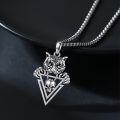 wholesale 925 Sterling Silver Tiger Skull Triangle Pendant Necklace-0-1