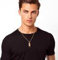 wholesale Gold 925 Sterling Silver Saint Christopher Pendant Necklace with Black Onyx Stone and Engraved Message for Men Women-0-3