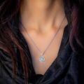 wholesale 925 Sterling Silver Fox Pendant Necklace with Blue Volcano Crystal for Women Girls Mom Wife-0-2