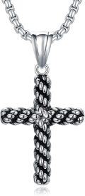 wholesale Cross Necklace For Men Women Twist Cable Cross Pendant Necklace Y2k Punk Hip Pop Religious Jewelry Christmas Valentine's Day Gift For Him Her -0-0