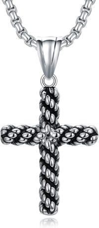 wholesale Cross Necklace For Men Women Twist Cable Cross Pendant Necklace Y2k Punk Hip Pop Religious Jewelry Christmas Valentine's Day Gift For Him Her -undefined