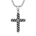 TOUPOP Stainless Steel Zircon Cross Necklace for Men Women Y2k Punk Hip Hop Gift-0-0