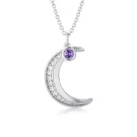 TOUPOP Sterling Silver Amethyst Moon Pendant Necklace Jewelry Christmas Valentine Mothers Day Birthday Gifts for Women Girls Her Wife Girlfriend-undefined