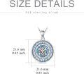 wholesale 925 Sterling Silver Round Turquoise Stone Pendant with Skull and Tree of Life Design - Memento Mori Necklace for Women Men Gifts-0-4