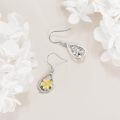 wholesale 925 Sterling Silver Sunflower and Bee Drop Earrings with Gold Plating for Women-0-2