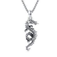 wholesale 925 Sterling Silver Dragon Pendant Necklace for Men Women Valentines Day Gifts-B-0002
