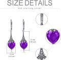 wholesale Sterling Silver 10mm Heart Crystal Leverback Vintage Drop Dangle Earrings-0-3