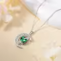 TOUPOP Sterling Silver Emerald Moon Star Pendant Necklace-0-4