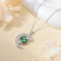 TOUPOP Sterling Silver Emerald Moon Star Pendant Necklace-0-4