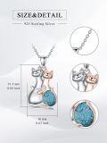 wholesale 925 Sterling Silver Turquoise Cats Hugging Pendant Necklace for Women Girls Valentines Day Gifts Jewelry-0-4
