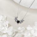wholesale 925 Sterling Silver Black Onyx Angel Wing Heart Pendant Necklace for Women-0-4