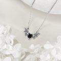 wholesale 925 Sterling Silver Black Onyx Angel Wing Heart Pendant Necklace for Women-0-4