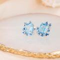 wholesale 925 Sterling Silver Blue Topaz 3ct Emerald Cut Flower Stud Earrings for Women Gifts-0-1