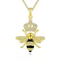 wholesale 925 Sterling Silver Honeycomb Bee with Crown Pendant Necklace for Women Girls Gifts-0-0