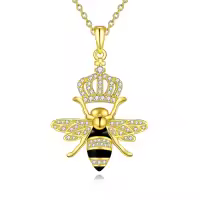 wholesale 925 Sterling Silver Honeycomb Bee with Crown Pendant Necklace for Women Girls Gifts-Queen Bee Necklace 2