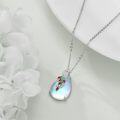 wholesale 925 Sterling Silver Teardrop Moonstone Peacock Pendant Necklace with Red Enamel Feathers and Cubic Zirconia Accents for Women-0-4