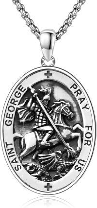 wholesale 925 Sterling Silver St George Medal Necklace Pendant for Men Women Catholic-25a-St George-25a-St George