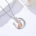 wholesale 925 Sterling Silver Fox Pendant Necklace with Stars and Moon Charm for Girls' Gifts-0-2