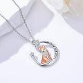 wholesale 925 Sterling Silver Fox Pendant Necklace with Stars and Moon Charm for Girls' Gifts-0-2