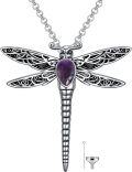 wholesale Sterling Silver Stone Dragonfly Urn Necklace for Ashes w Filling Tool-0-6