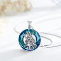 wholesale 925 Sterling Silver Round Blue Crystal Saint Christopher Catholic Protection Pendant Necklace-0-3