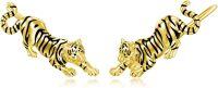 wholesale Gold 925 Sterling Silver Tiger Stud Earrings with Black Stones for Women's  Set-Gold