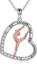 wholesale 925 Sterling Silver White Gold Plated Origami Gymnast Necklace Be Strong Be Yourself Inspirational Gift for Gymnasts & Coaches-0-0