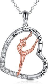 wholesale 925 Sterling Silver White Gold Plated Origami Gymnast Necklace Be Strong Be Yourself Inspirational Gift for Gymnasts & Coaches-Rose Gold