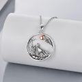 wholesale 925 Sterling Silver Wolf Howl Pendant Necklace with Moon and Branches - Mother's Day Gifts for Her-0-3