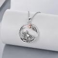 wholesale 925 Sterling Silver Howling Wolf Moon Pendant Necklace Rose Gold Accent For Women-0-3