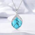 wholesale 925 Sterling Silver Turquoise Celtic Knot Teardrop Pendant Necklace-0-3