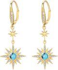 wholesale 925 Sterling Silver Gold-Plated Moonstone & Opal Starburst Leverback Drop Earrings-0-143