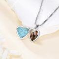 wholesale 925 Sterling Silver Heart Locket Necklace with Mermaid and Turquoise Photo  for Women-0-2