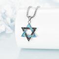 wholesale 925 Sterling Silver Turquoise Star of David Pendant for Men's Jewish Necklaces s-0-1