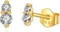 wholesale 14K Gold Moissanite Heart Stud Earrings - 2 Stones 3 mm Each-0-0
