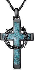 wholesale Sterling Silver Cross Necklace with Crown of Thorns Pendant Catholic Jewelry for Men Women-0-29