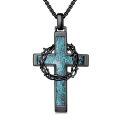 wholesale 925 Sterling Silver Labradorite Stone Cross & Crown Of Thorns Pendant Christian Jewelry For Men/Women-0-29