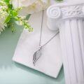 wholesale 925 Sterling Silver Cubic Zirconia Angel Wing Pendant with 18 Cable Chain Necklace Jewelry for Women Girls Gift Boxed-0-3