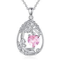 wholesale 925 Sterling Silver Heart Pendant Necklace Wholesale Gold Plated-10-Oct-Tourmaline